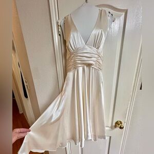 Silk Halter Cocktail Dress, mid length, cream color, Size M by Adrianna Papell